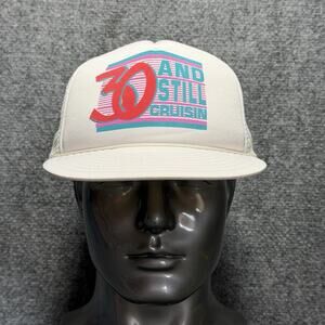 Vtg Cobra Caps White SnapBack “30 And Still Cruisin” Rope Trucker Hat Cap OSFA